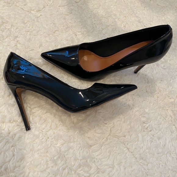 Black patent leather ASOS heels 8 pointy 4 inch stiletto pumps HOT - Picture 5 of 6